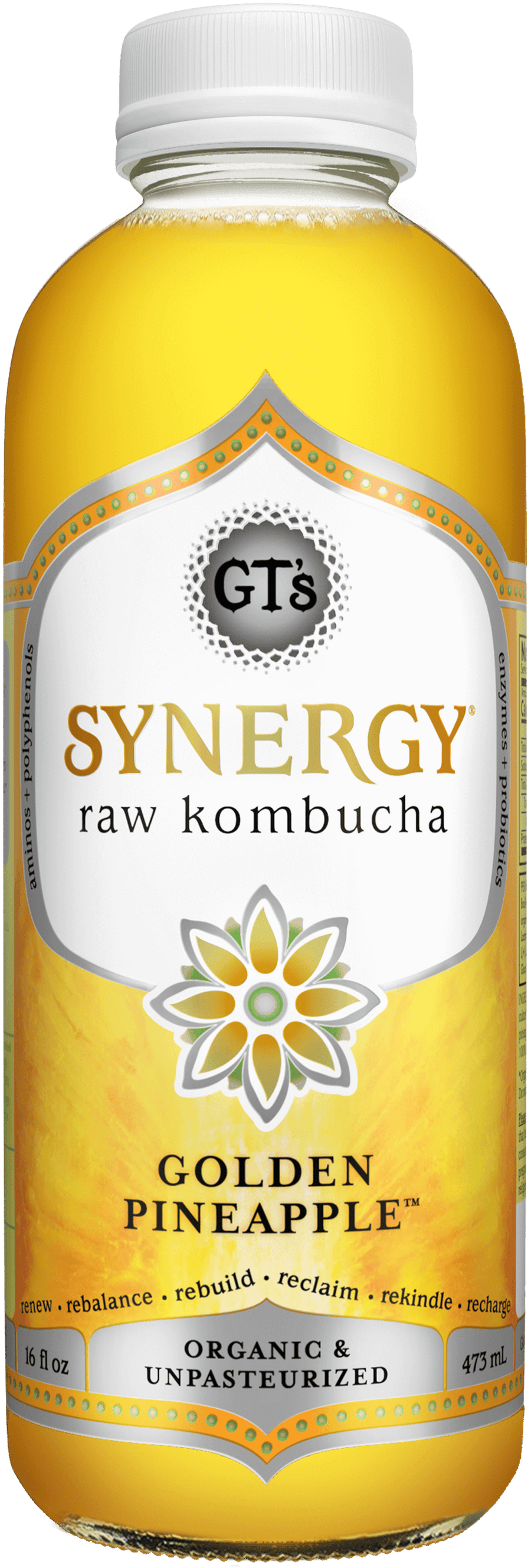 Synergy Kombucha Golden Pineapple 6CT 16OZ Loose BTL